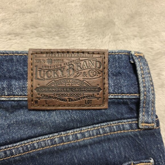 Lucky Brand Jeans Womens 4 27 Blue Authentic Straight Crop Mid Rise Distressed - Picture 5 of 15